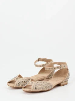 Andrea Puccini – Zehensandalen aus Textil mit Strass
