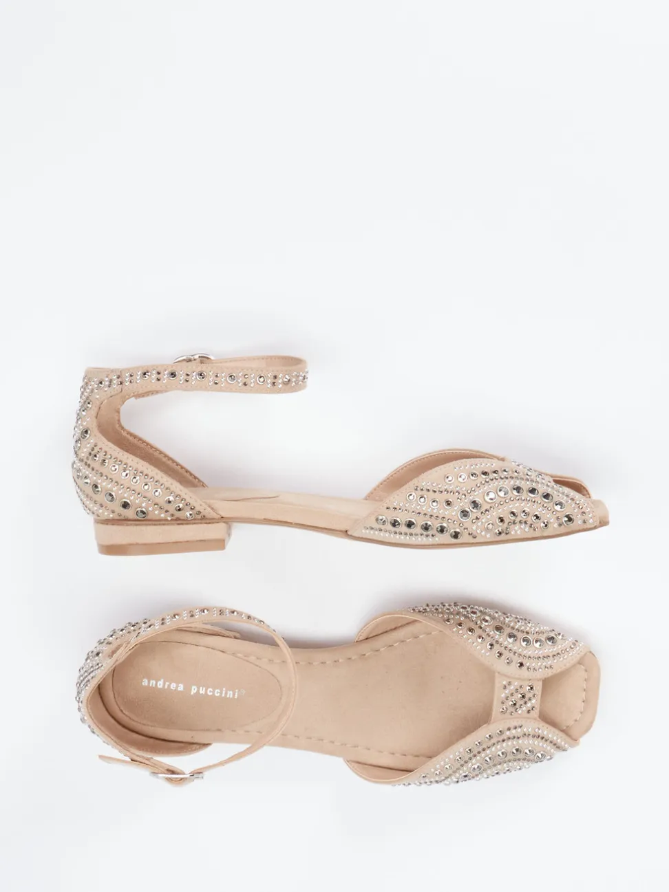 Andrea Puccini – Zehensandalen aus Textil mit Strass