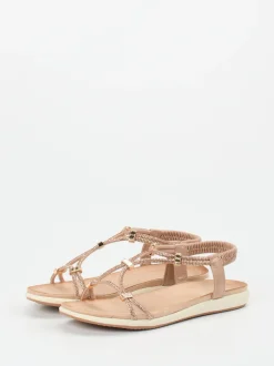 Andrea Puccini – Zehensteg-Sandalen aus Metallicleder rosa