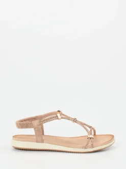 Andrea Puccini – Zehensteg-Sandalen aus Metallicleder rosa