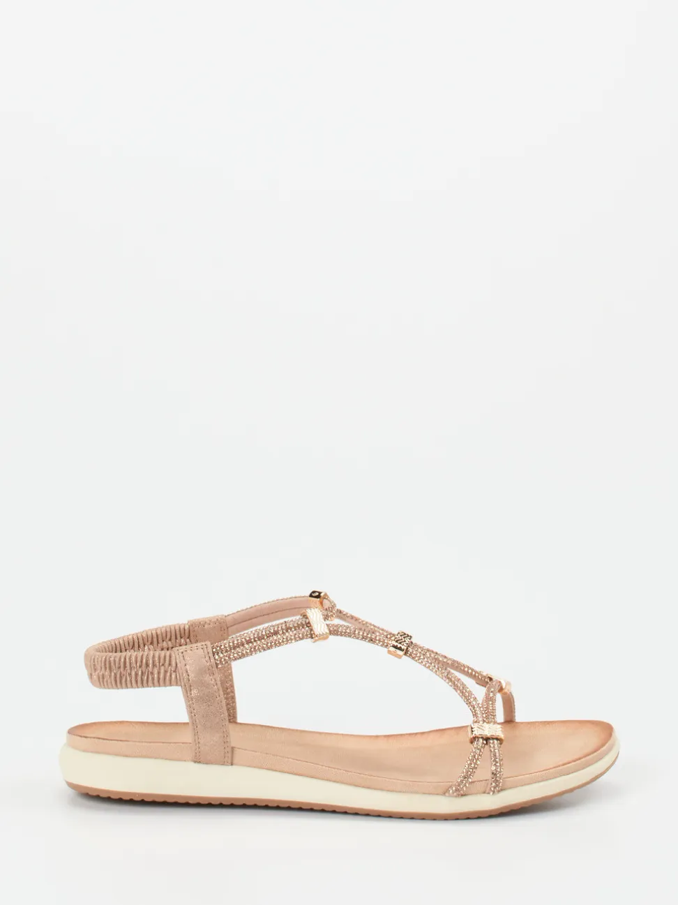 Andrea Puccini – Zehensteg-Sandalen aus Metallicleder rosa