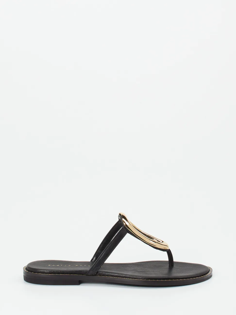 Andrea Puccini – Zehentrenner aus Leder mit Gold-Applikation