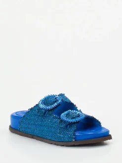 Andrea Puccini – Zweiriemer-Pantolette aus Textil blau