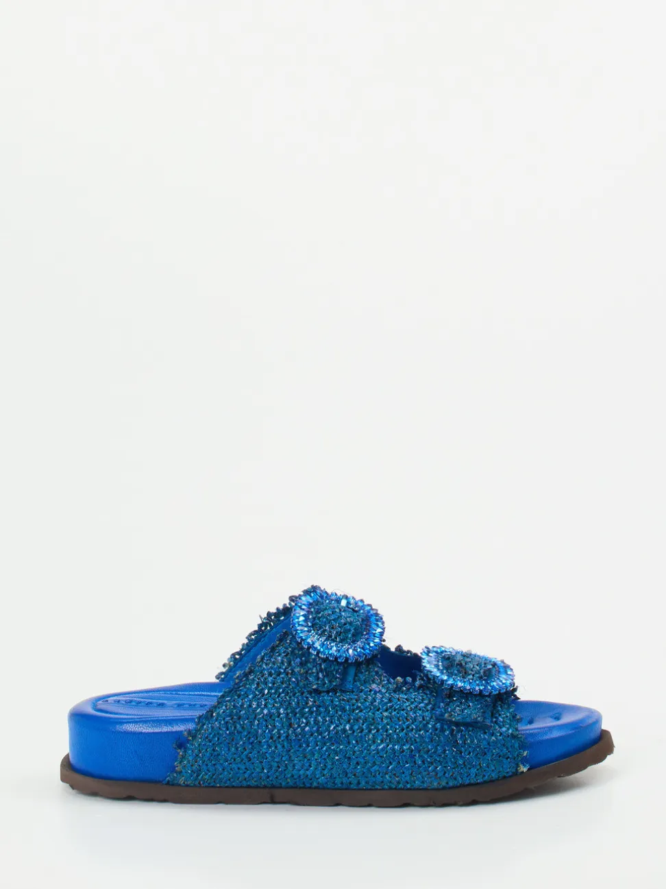 Andrea Puccini – Zweiriemer-Pantolette aus Textil blau