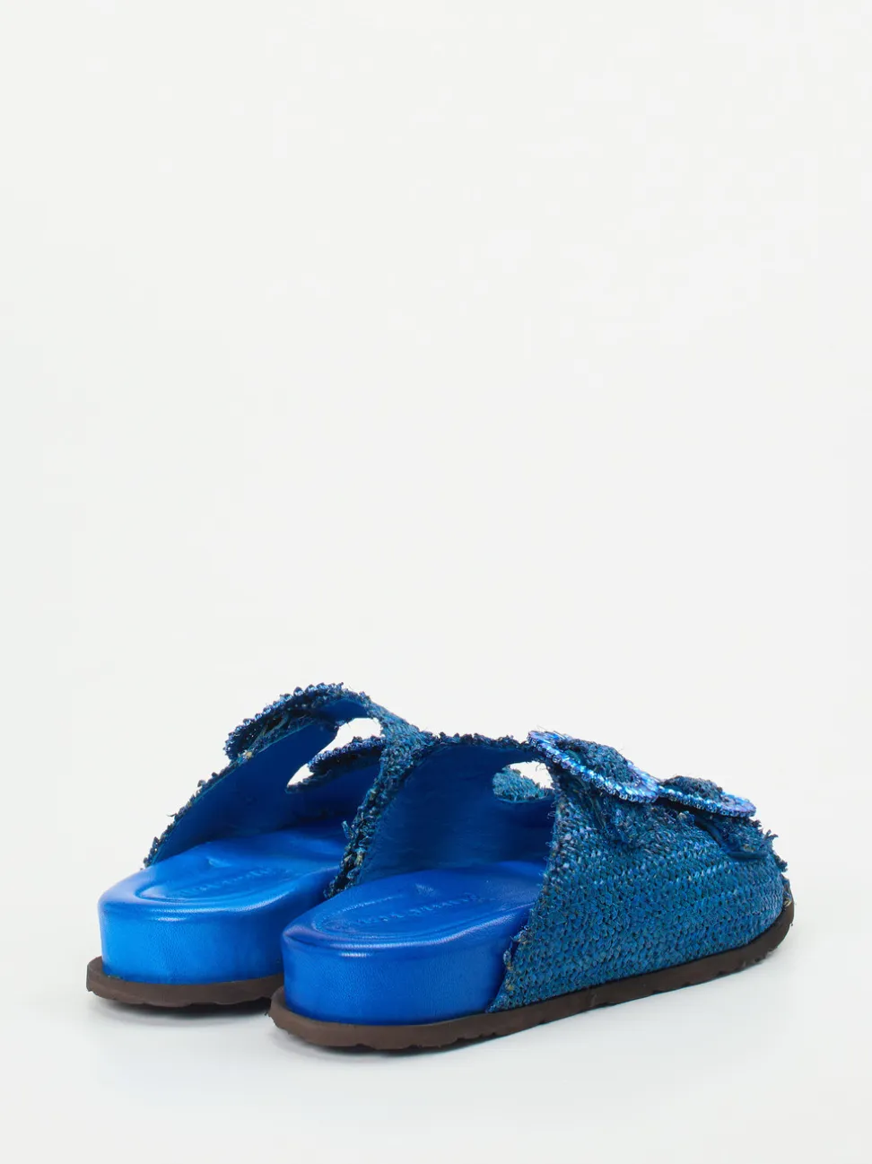 Andrea Puccini – Zweiriemer-Pantolette aus Textil blau