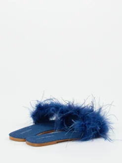 Andrea Sabatini – Damen-Slides aus Fell in Tintenblau