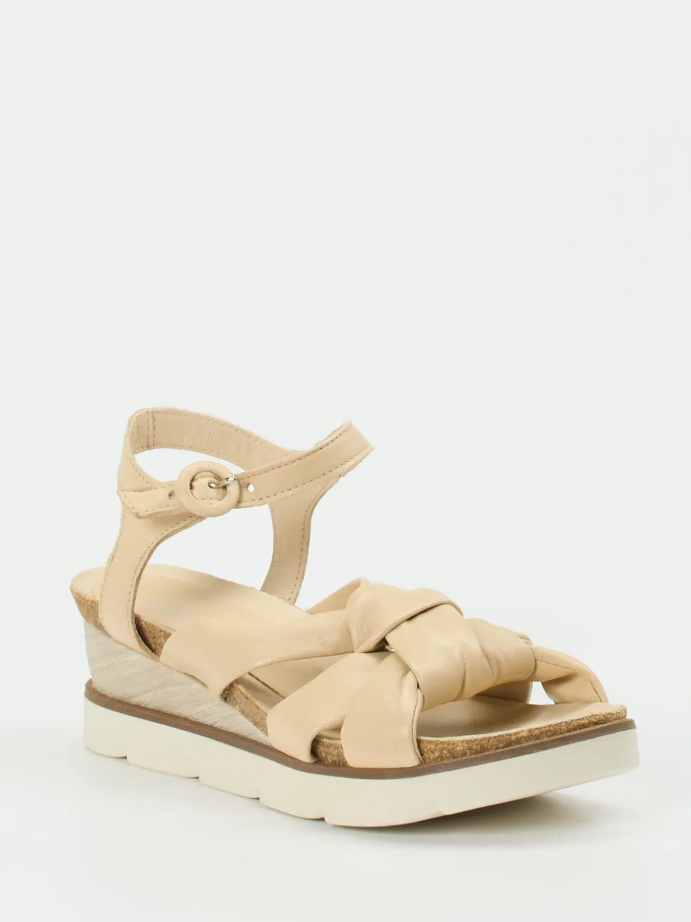 Andrea Sabatini – Keilsandalette aus Lammleder beige