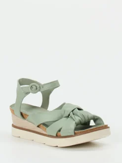 Andrea Sabatini – Keilsandalette aus Lammleder salbeigrün