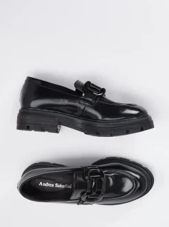 Andrea Sabatini – Loafer aus Hochglanzleder schwarz