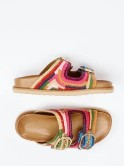 Andrea Sabatini – Pantolette aus gehäkeltem Textil multicolor