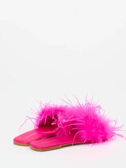 Andrea Sabatini – Pantoletten aus Fell in Neonpink