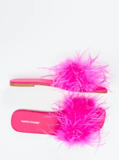 Andrea Sabatini – Pantoletten aus Fell in Neonpink