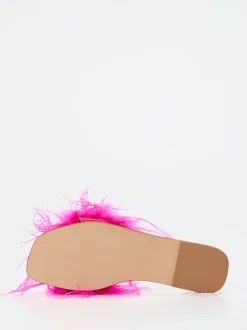 Andrea Sabatini – Pantoletten aus Fell in Neonpink