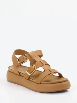 Andrea Sabatini – Plateau-Sandalen aus Kalbleder cognac