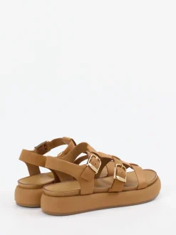 Andrea Sabatini – Plateau-Sandalen aus Kalbleder cognac