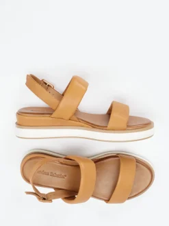 Andrea Sabatini – Plateau-Sandalen aus Kalbleder cognac