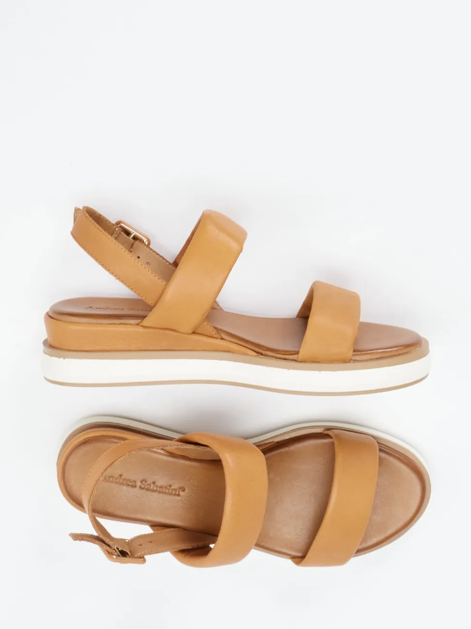 Andrea Sabatini – Plateau-Sandalen aus Kalbleder cognac
