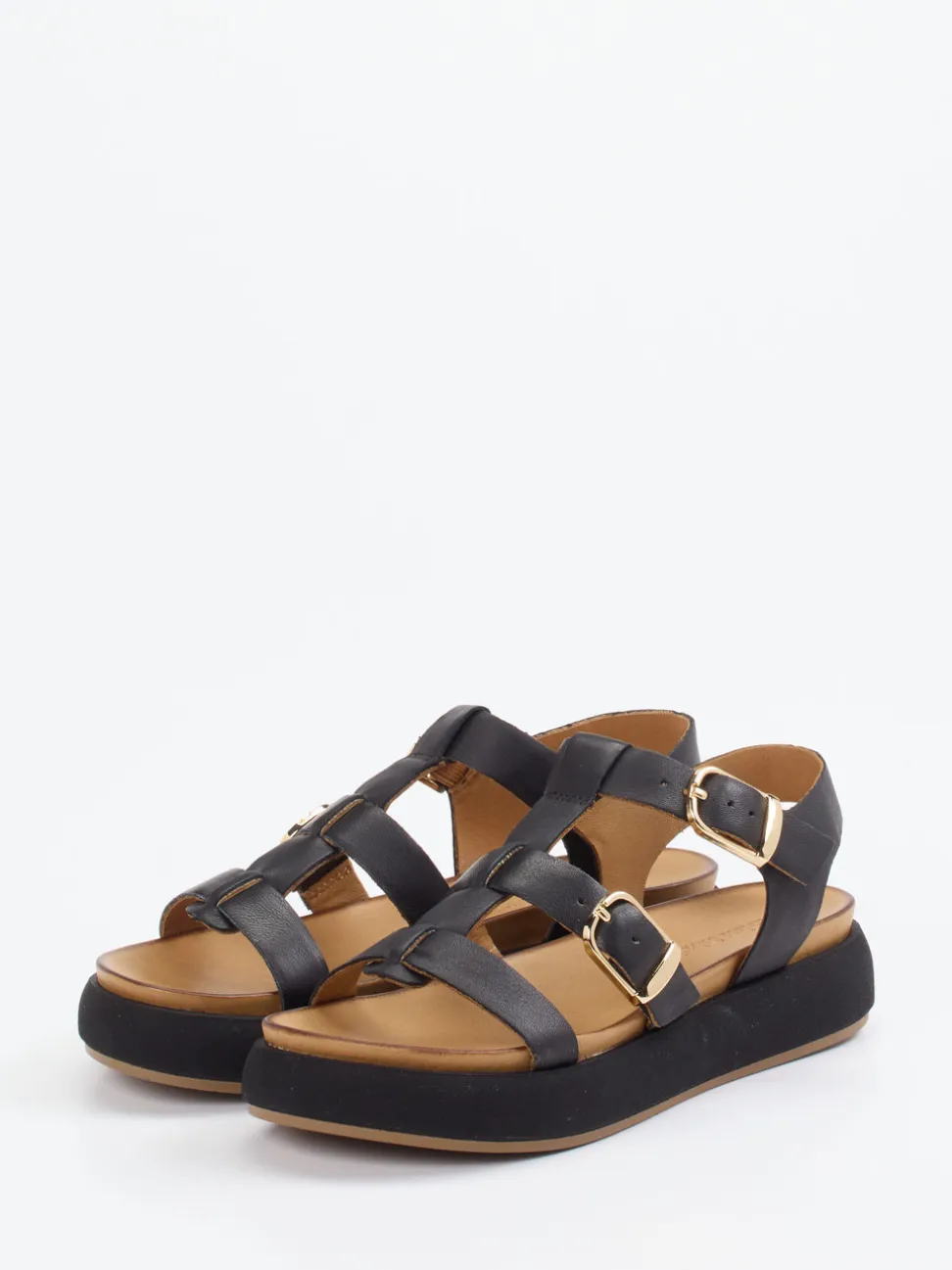 Andrea Sabatini – Plateau-Sandalen aus Kalbleder Schwarz