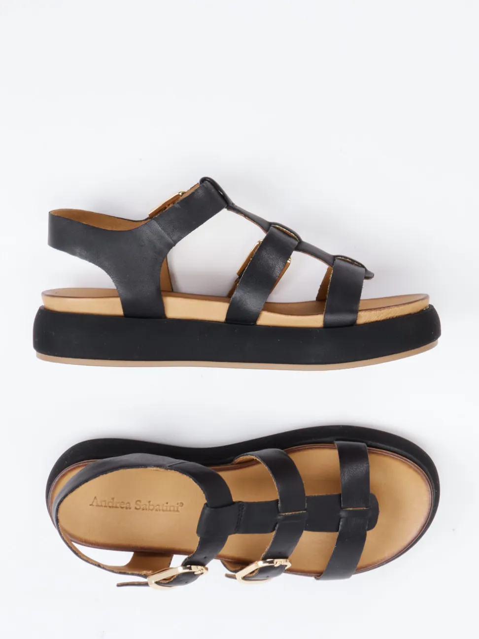 Andrea Sabatini – Plateau-Sandalen aus Kalbleder Schwarz