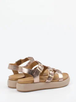 Andrea Sabatini – Plateau-Sandalen aus Metallic-Leder Roségold