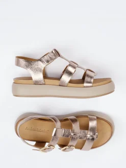 Andrea Sabatini – Plateau-Sandalen aus Metallic-Leder Roségold