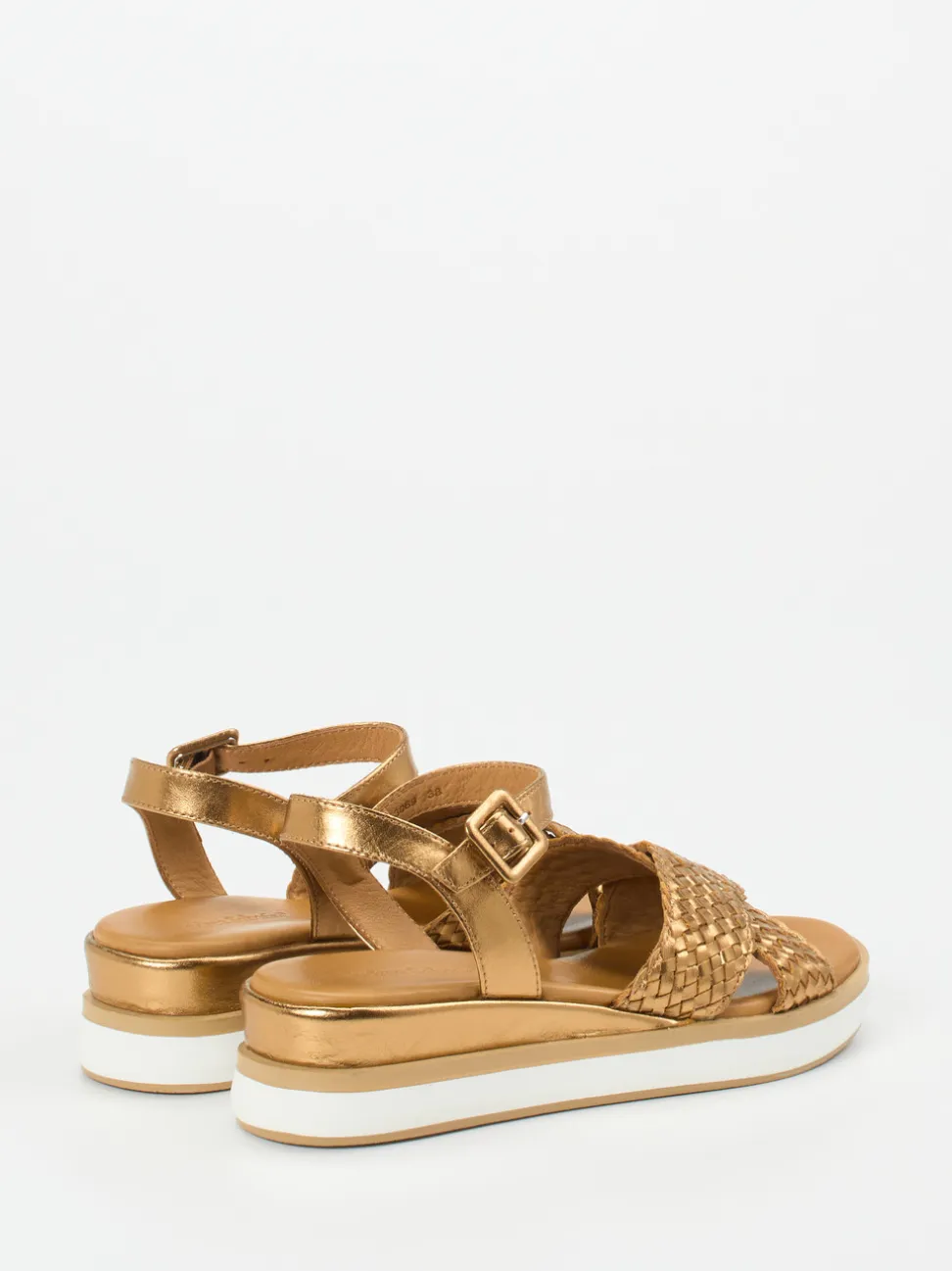 Andrea Sabatini – Plateau-Sandalen aus Flechtleder goldfarben