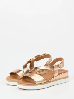 Andrea Sabatini – Plateau-Sandale aus Metallicleder Roségold