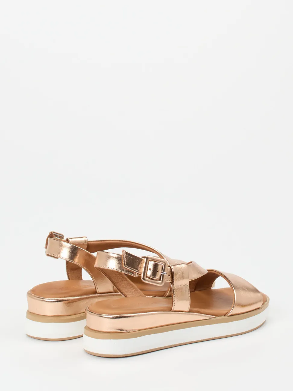 Andrea Sabatini – Plateau-Sandale aus Metallicleder Roségold