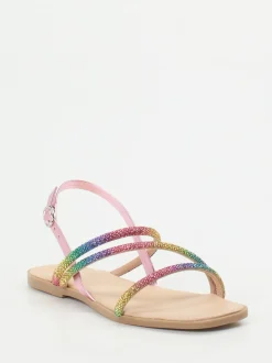 Andrea Sabatini – Zehentrenner-Sandale aus Metallicleder multicolor