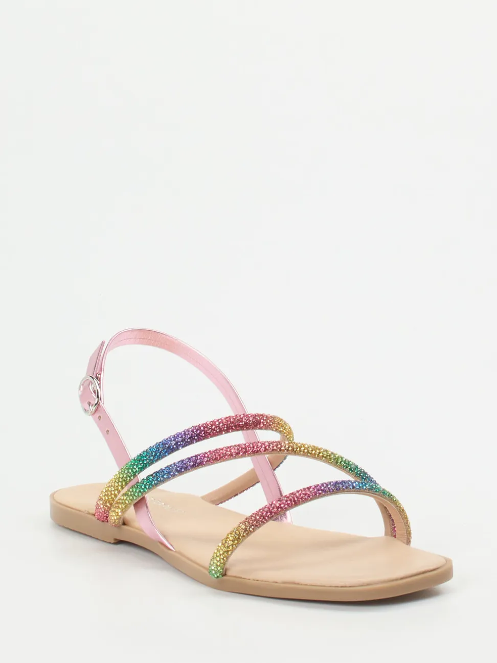 Andrea Sabatini – Zehentrenner-Sandale aus Metallicleder multicolor