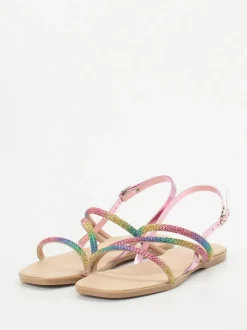 Andrea Sabatini – Zehentrenner-Sandale aus Metallicleder multicolor