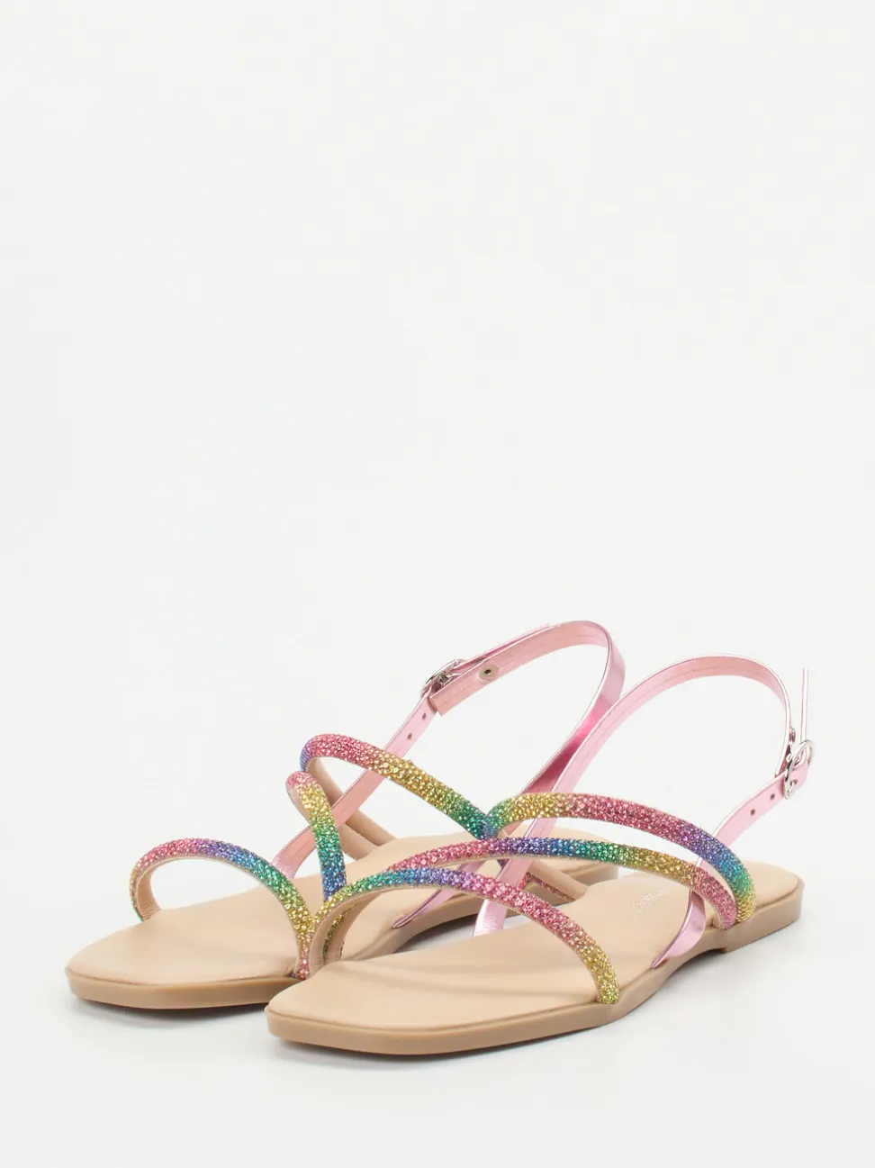 Andrea Sabatini – Zehentrenner-Sandale aus Metallicleder multicolor