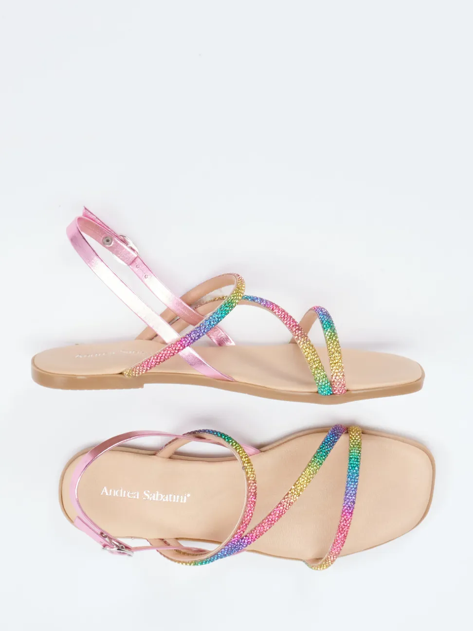 Andrea Sabatini – Zehentrenner-Sandale aus Metallicleder multicolor