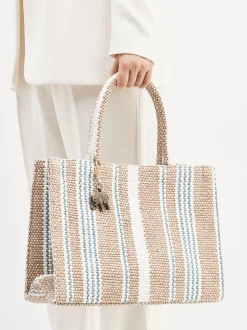 ANOKHI – Shopper aus Textil in Streifenstruktur