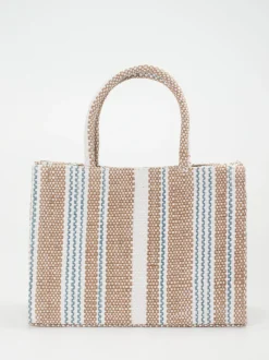 ANOKHI – Shopper aus Textil in Streifenstruktur
