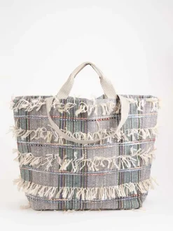 ANOKHI – Shopper aus Textil mit Fransenbesatz