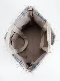 ANOKHI – Shopper aus Textil mit Fransenbesatz