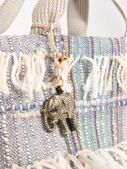 ANOKHI – Shopper aus Textil mit Fransenbesatz