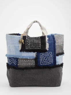 ANOKHI – Shopper aus Textil im Patchwork-Design