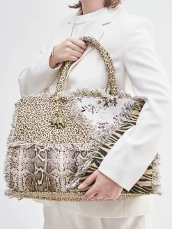 ANOKHI – Shopper aus Textil mit Animal-Patchwork