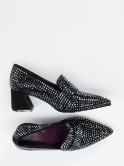 Apepazza – Loafer-Pumps aus Metallicleder Schwarz
