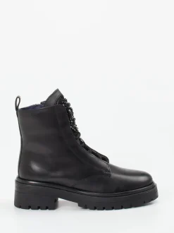 Apepazza – Schnürboots aus Leder Schwarz mit Strass
