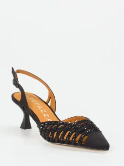 Apepazza – Slingback-Pumps aus Metallicleder schwarz