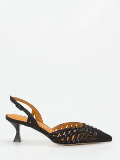Apepazza – Slingback-Pumps aus Metallicleder schwarz