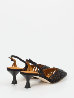 Apepazza – Slingback-Pumps aus Metallicleder schwarz