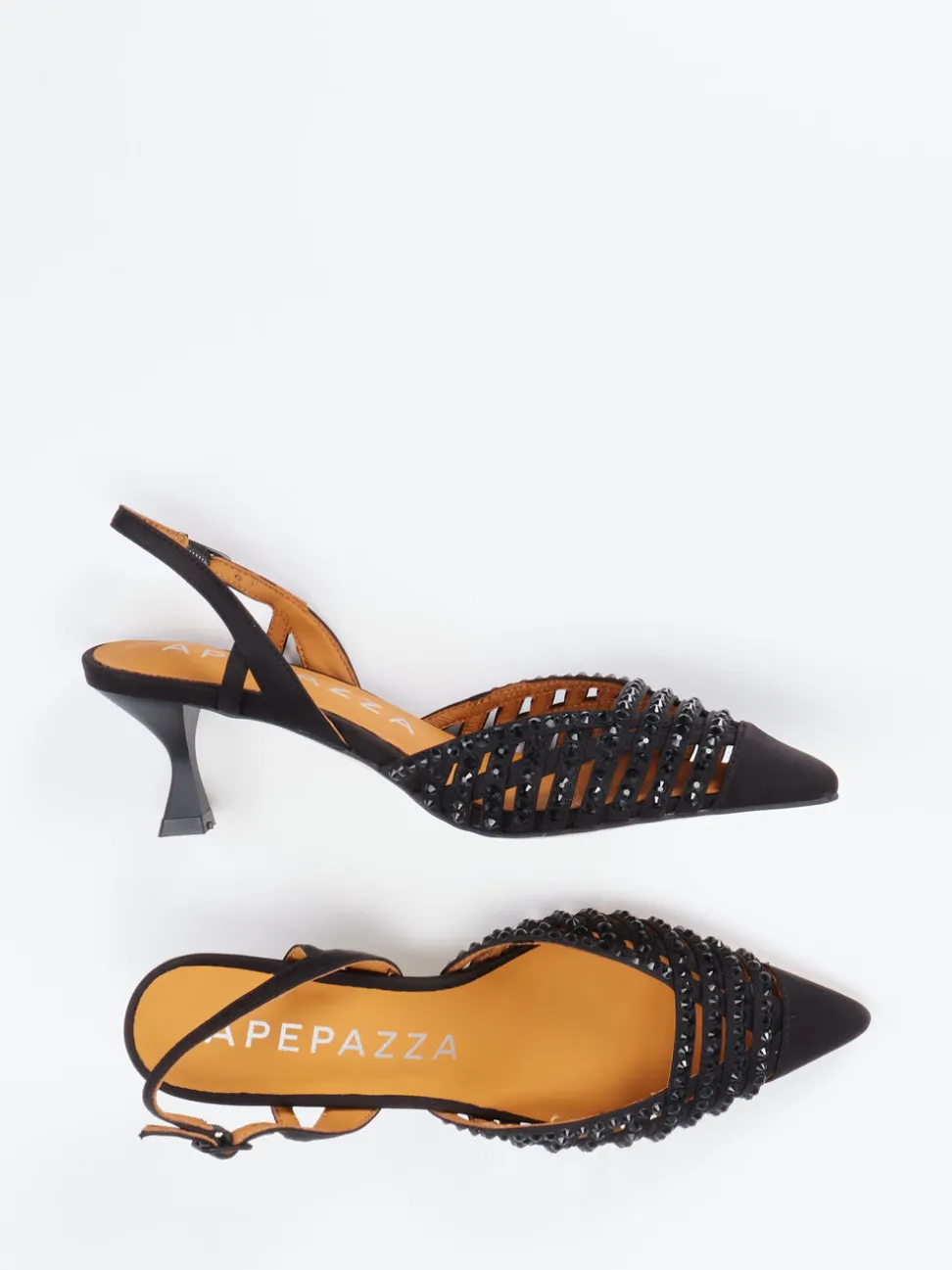 Apepazza – Slingback-Pumps aus Metallicleder schwarz