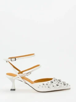 Apepazza – Slingpumps aus Leder weiß glänzend