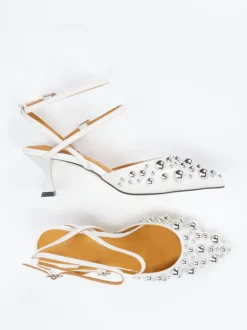 Apepazza – Slingpumps aus Leder weiß glänzend