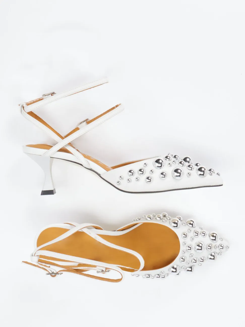 Apepazza – Slingpumps aus Leder weiß glänzend
