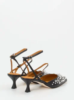 Apepazza – Slingpumps aus Leder Schwarz Glam-Akzent
